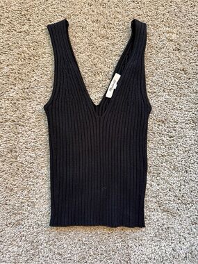 Madewell V-Neck Crop Sweater Tank True Black Size XXS
